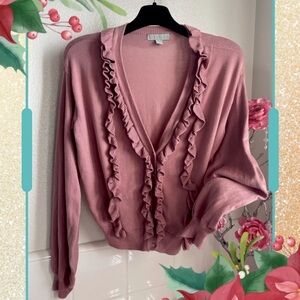 Ruffle long sleeve cardigan - good condition like new